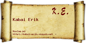 Kabai Erik névjegykártya